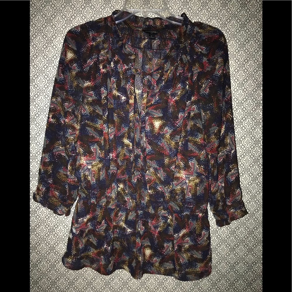 Banana Republic sheer gathered waist blouse